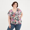 T-shirt col en V manches courtes ecru femme grande taille