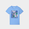 T-shirt col rond manches courtes coton bleu garçon