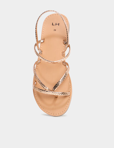 Sandales plates rose champagne femme