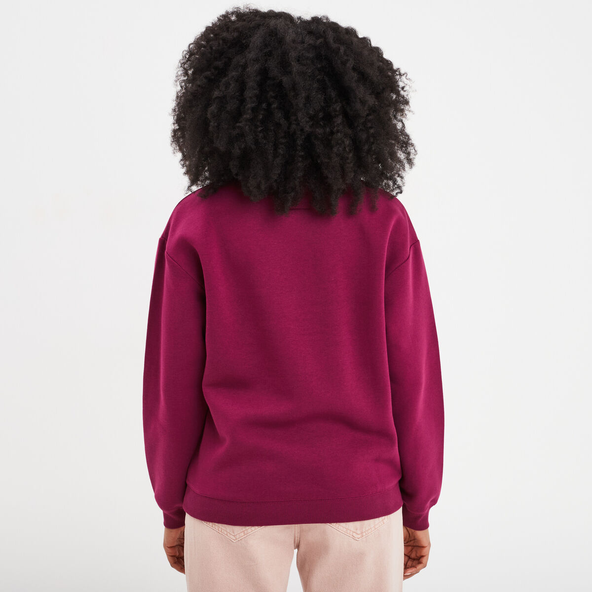 Sweat col rond manches longues Creeks prune femme
