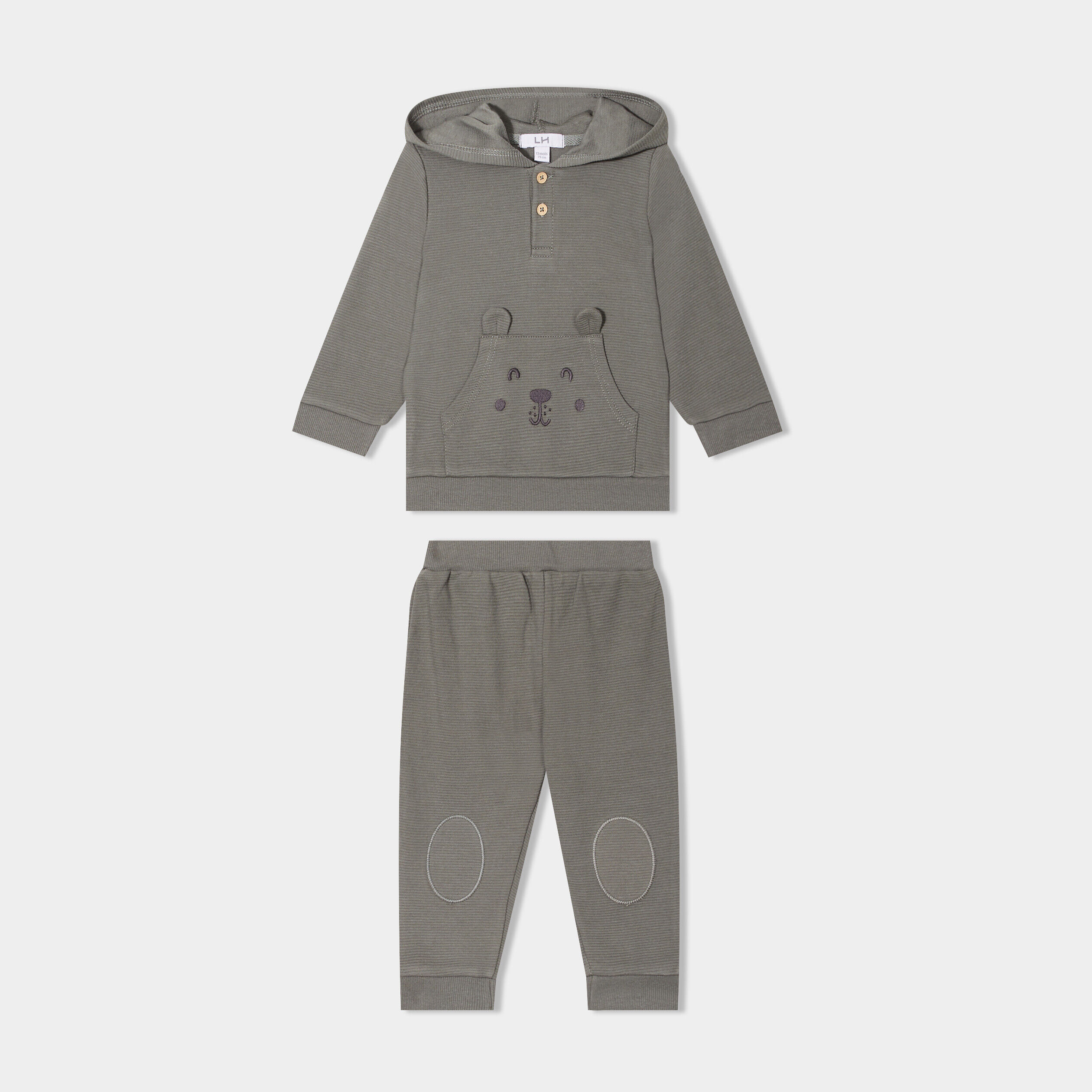 Ensemble 2 pièces sweat et jogging vert kaki bébé garçon LH