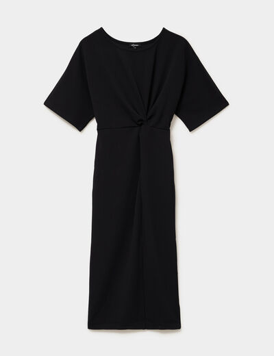 Robe longue effet nou&eacute; noir femme