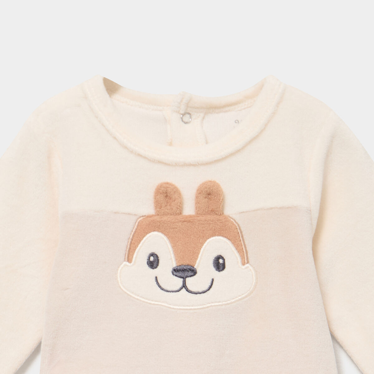 Dors-bien velours manches longues beige b&eacute;b&eacute;