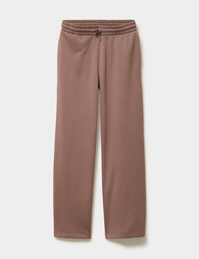 Pantalon jogging large taille &eacute;lastiqu&eacute;e marron cognac femme