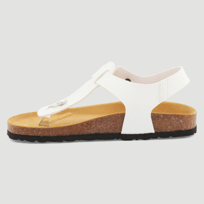 Sandales entre-doigt semelle liège femme blanc