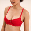 Soutien-gorge corbeille padd&eacute; dentelle rouge femme