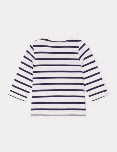 T-shirt col rond manches longues coton bleu marine bébé garçon