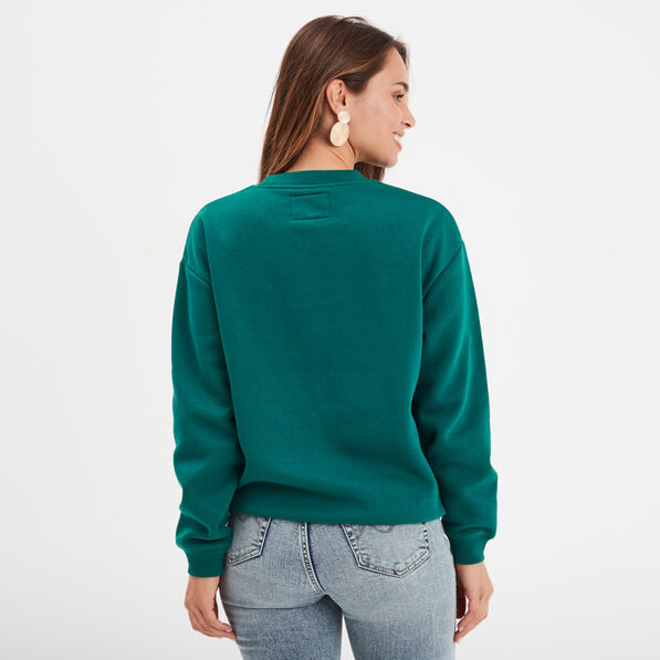 Sweat col rond manches longues Creeks vert foncé femme