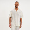 Chemise col cubain manches courtes coton bleu gris homme