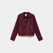 Veste biker en su&eacute;dine ajust&eacute;e violet fonc&eacute; femme