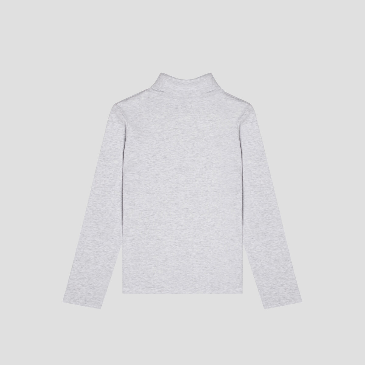 T-shirt coton col roul&eacute; manches longues ecru gar&ccedil;on