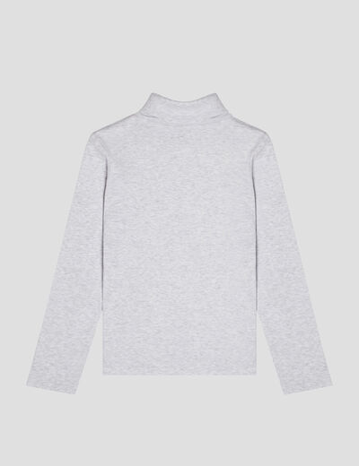 T-shirt coton col roul&eacute; manches longues ecru gar&ccedil;on