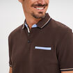 Polo manches courtes 1 poche coton marron foncé homme