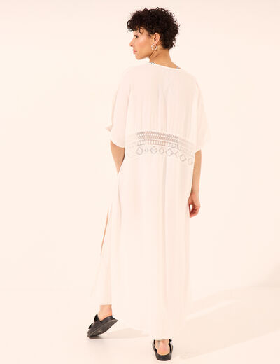 Robe de plage manches courtes blanc femme