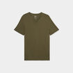 T-shirt manches courtes col tunisien vert kaki homme