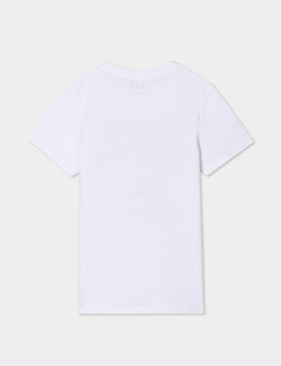T-shirt col rond manches courtes coton blanc garçon
