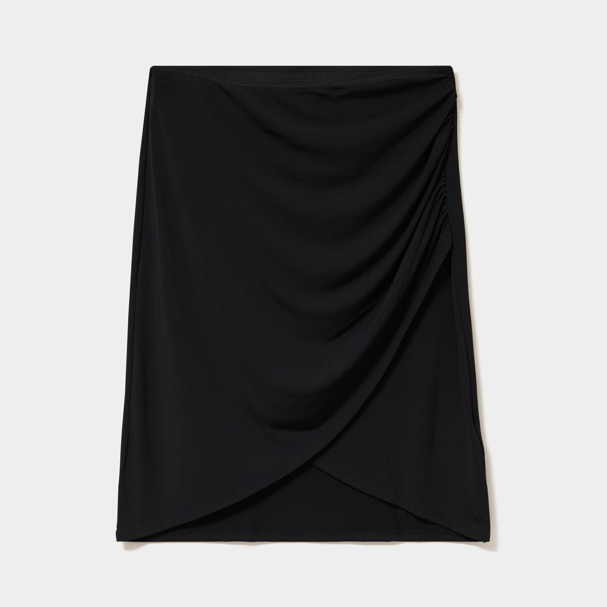 Jupe courte taille &eacute;lastiqu&eacute;e stretch noir femme