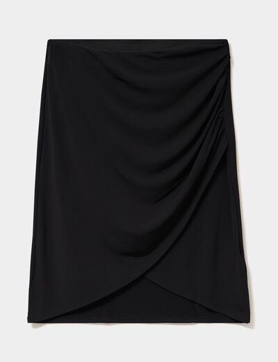 Jupe courte taille &eacute;lastiqu&eacute;e stretch noir femme