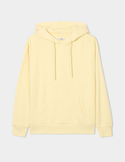 Sweat hoodie molleton &agrave; capuche jaune clair femme