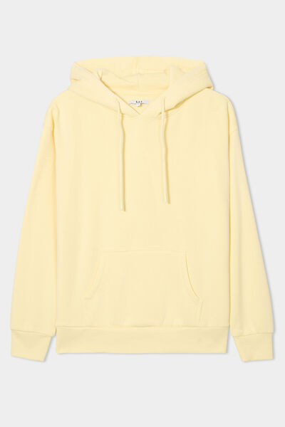 Sweat hoodie molleton &agrave; capuche jaune clair femme