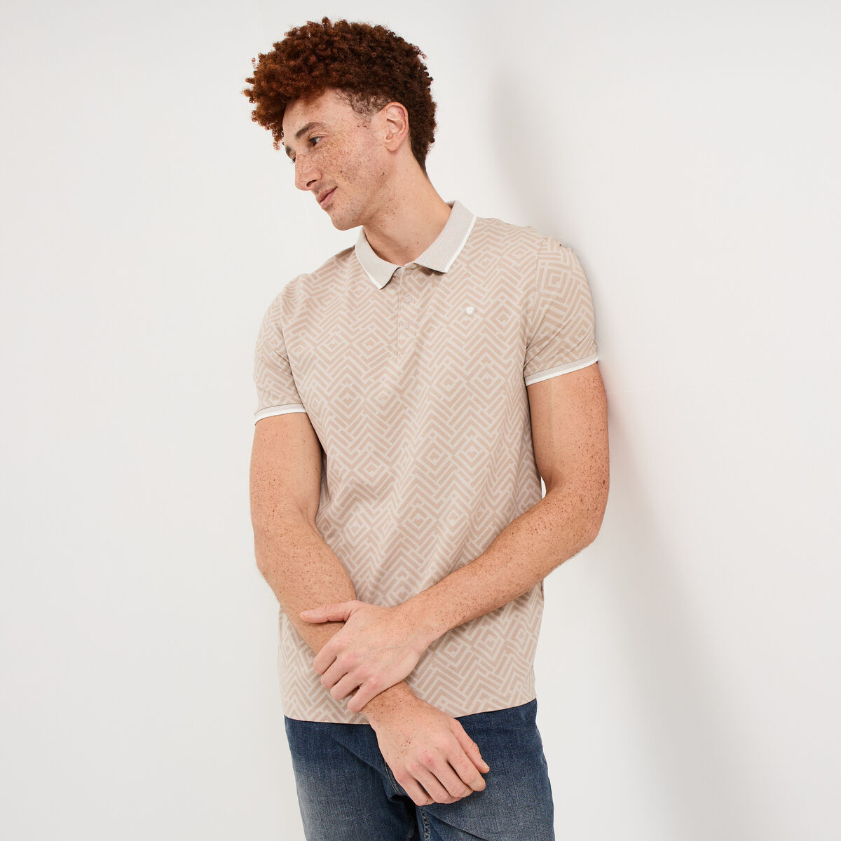 Polo slim manches courtes stretch gris homme