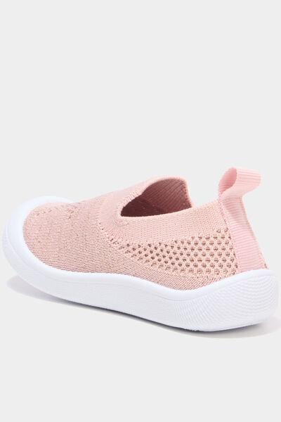 Tennis semelle souple bout renforc&eacute; rose b&eacute;b&eacute; fille
