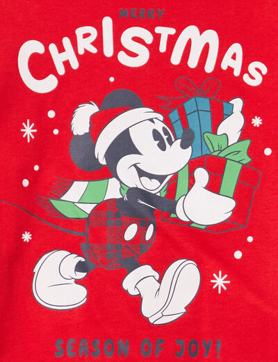 T-shirt manches longues No&euml;l Mickey rouge gar&ccedil;on