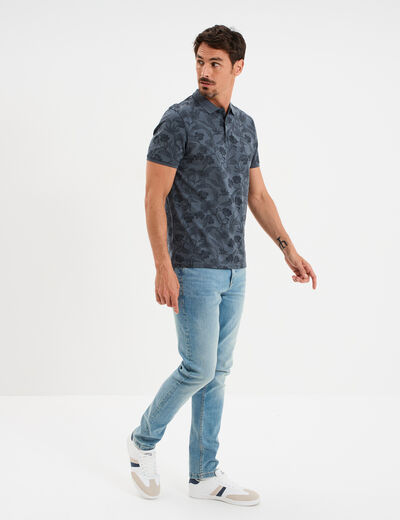 Polo droit manches courtes coton bleu foncé homme