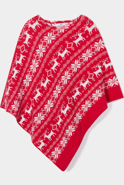 Poncho asymétrique rouge foncé femme