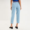 Jean mom cropped taille haute &agrave; ceinture denim triple stone femme