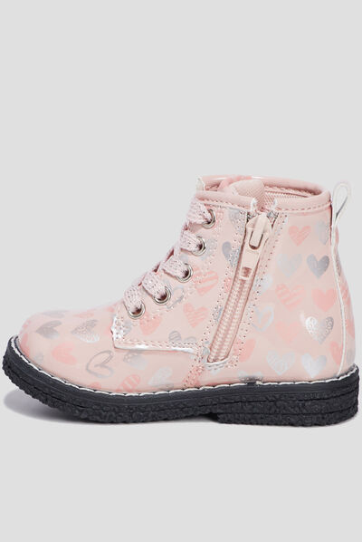 Bottines à lacets rose bébé fille