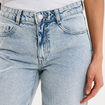 Jean droit taille basse coton denim triple stone femme