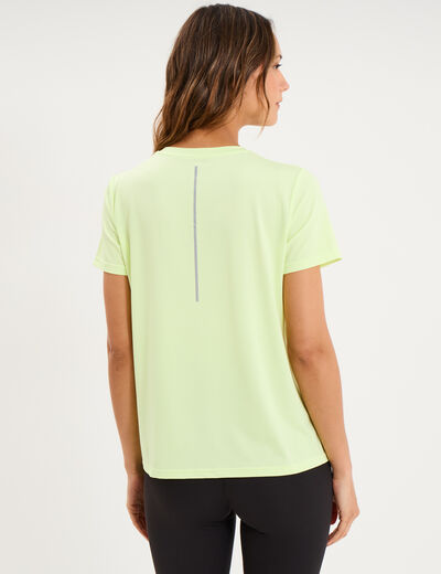 T-shirt de sport droit manches courtes jaune fluo femme