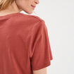 T-shirt col rond manches courtes coton vieux rose femme