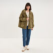 Parka &agrave; capuche taille &agrave; coulisse taupe femme