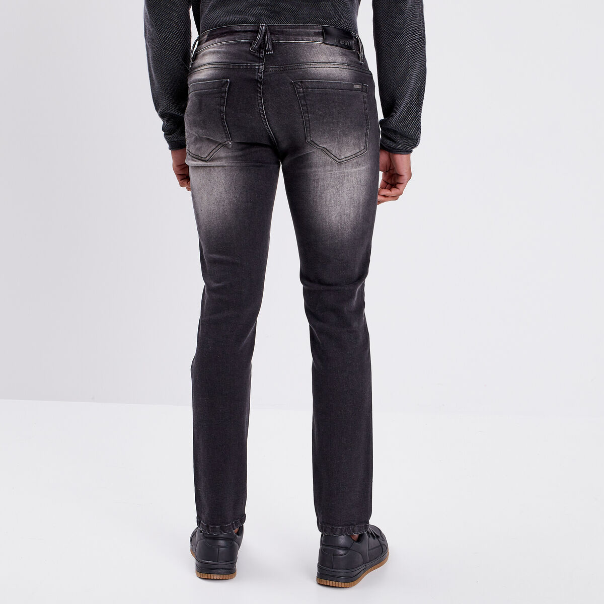 Jeans straight denim noir homme