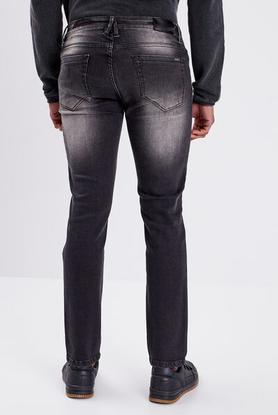Jeans straight denim noir homme