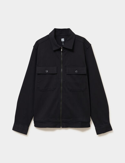 Surchemise zipp&eacute;e manches longues noir homme