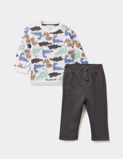 Ensemble de jogging 2 pi&egrave;ces ecru b&eacute;b&eacute; gar&ccedil;on