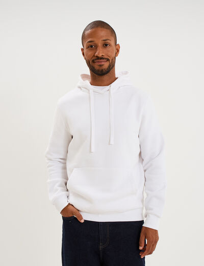 Sweat molleton &agrave; capuche hoodie blanc homme