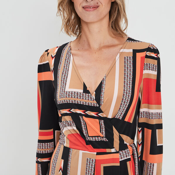 Robe portefeuille Mosquitos noir femme