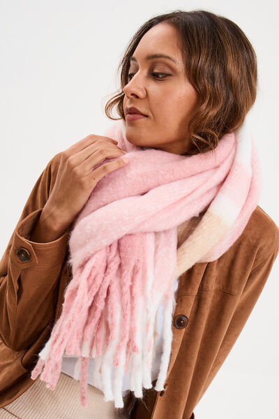 &Eacute;charpe &agrave; franges rose clair femme