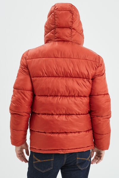 Doudoune zippée à capuche orange foncé homme