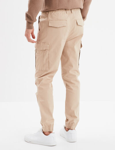 Pantalon cargo slim beige homme