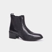 Bottines à talons en cuir noir femme