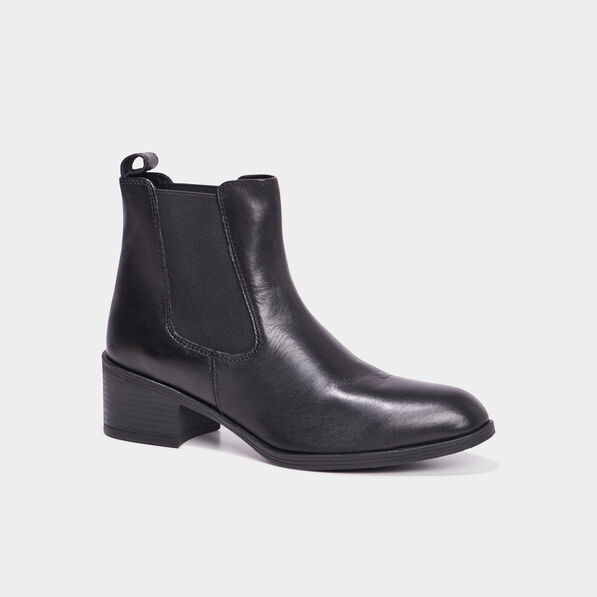 bottines a talons en cuir noir femme Bottines à talons en cuir noir femme