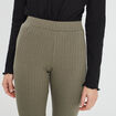 Pantalon flare côtelé vert kaki femme