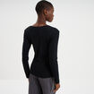 T-shirt coton stretch manches longues noir femme