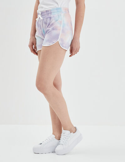 Short de jogging droit rose femme