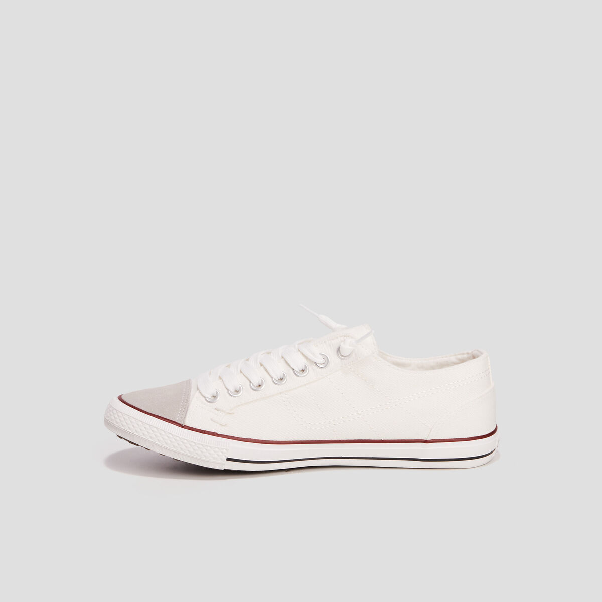 Tennis basses en toile &agrave; lacets blanc homme